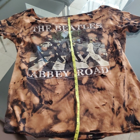 The Beatles Abbey Road distressed off shoulder brown tie Dyed tshirt - Picture 4 of 6